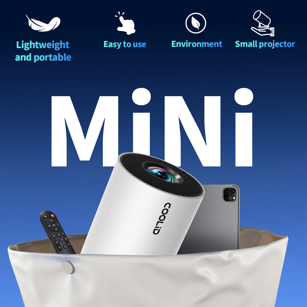 COOLID Mini Projector, Support 4K 1080P Portable Video Projector with Bidirectional WIFI6 BT5.4, Compatible with HDMI/USB/Phone