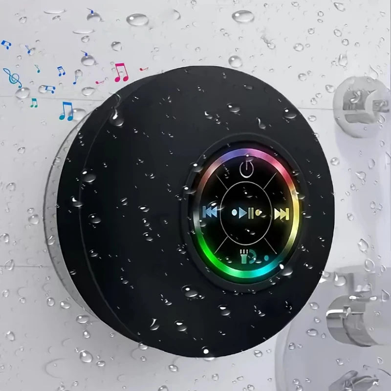 Bluetooth Shower Speaker with LED – Portable Wireless Mini Speaker with Mic Suction Cup IPX4 Water Resistant for Shower Travel