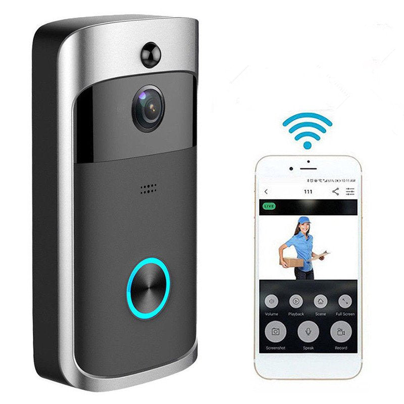 Wireless WiFi DoorBell Smart Video Phone Door Visual Ring Intercom Secure Camera - Black