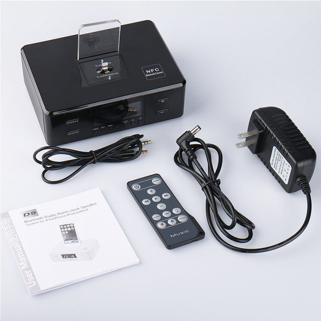 ALWUP Bluetooth Speakers Support Alarm Clock NFC FM Radio Type-C Micro Charger Dock Phone Station Speaker for iPhone 6 7 8 Plus