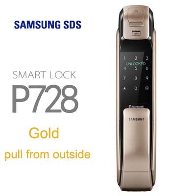 SAMSUNG SHP-DP728 Keyless BlueTooth Fingerprint PUSH PULL Two Way Digital Door Lock English Version Big Mortise Three Colors