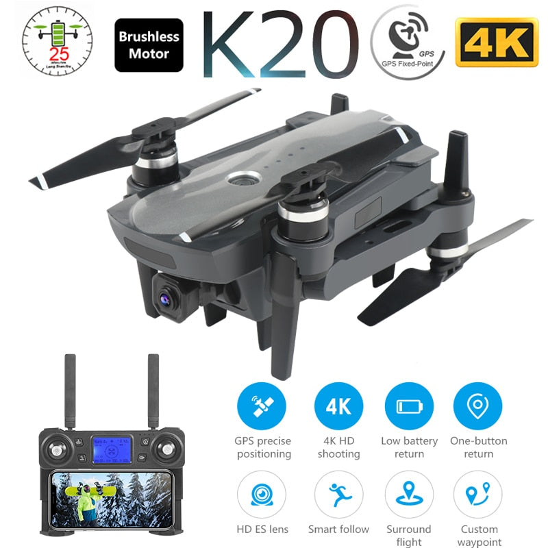 K20 GPS Profissional Drone with 4K HD Camera ESC 5G WiFi FPV Brushless Control Distance 2000m RC Helicopter Quadrocopter Toys F8