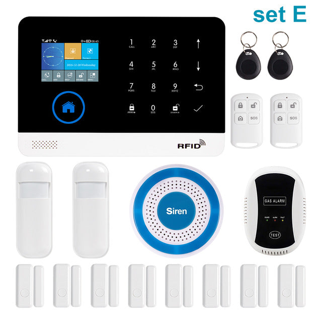 Awaywar Wireless WIFI GSM  RFID TFT Security Alarm System kit APP Remote Control Burglar Touch Keyboard Smart Home