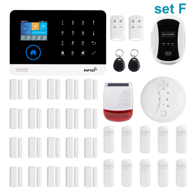 Awaywar Wireless WIFI GSM  RFID TFT Security Alarm System kit APP Remote Control Burglar Touch Keyboard Smart Home