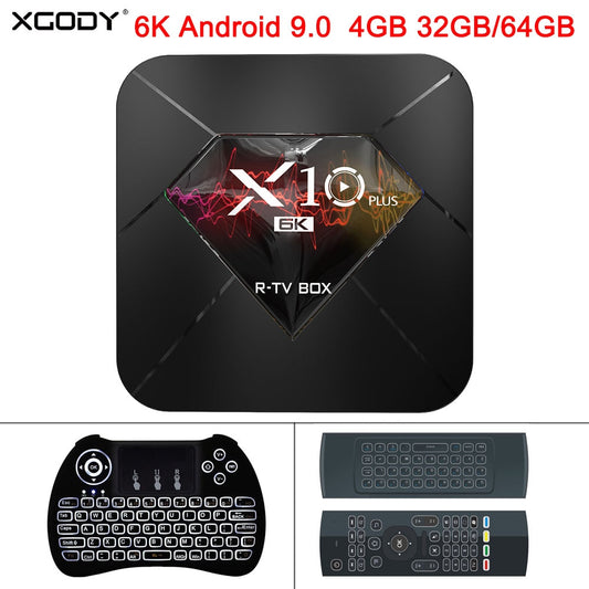 XGODY 2019 X10 Plus 6K Android 9.0 Smart TV Box Allwinner H6 Quad Core 4GB 32GB 64GB 2.4Ghz Wifi USB 3.0 H.265 Media Player Box