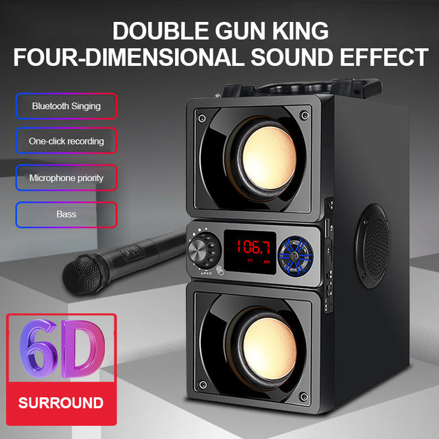Portable Speaker Bluetooth 5.0 Outdoor Wireless 6D Surround Stereo FM Radio Microphone Support TF Card KTV Party Subwoofer