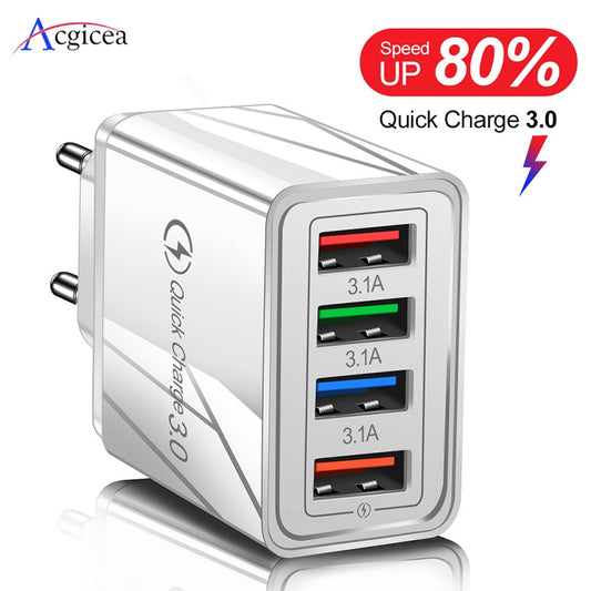 USB Charger Quick Charge 3.0 For Phone Adapter for iPhone XR Huawei Tablet Portable EU/US Plug Wall Mobile Charger Fast Charging