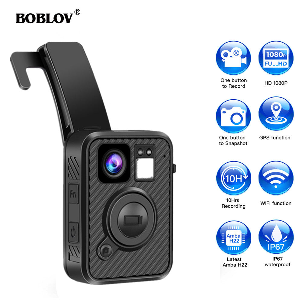 BOBLOV Wifi Police Camera F1 32GB Body Kamera 1440P Worn Cameras For Law Enforcement 10H Recording GPS Night Vision DVR Recorder