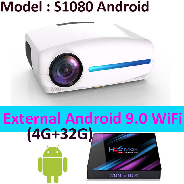 Smartldea 1080P 4K Full HD Projector,Android 9.0 Optional,1920x1080P Resolution 6500lumen,LED Proyector Home Theater,3D Beamer