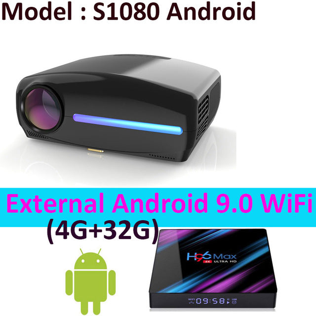 Smartldea 1080P 4K Full HD Projector,Android 9.0 Optional,1920x1080P Resolution 6500lumen,LED Proyector Home Theater,3D Beamer
