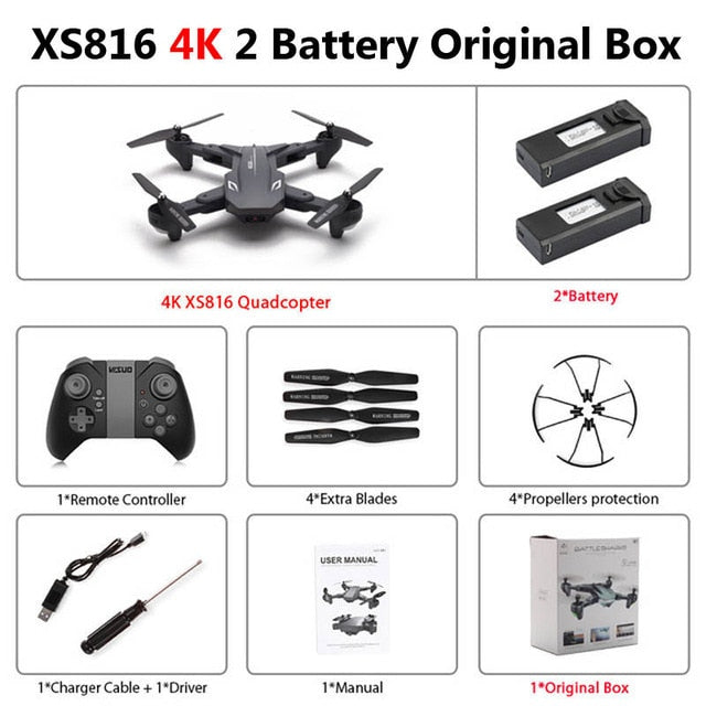 Visuo XS816 Foldable Drone with Dual Camera 4K WiFi FPV Selfie Wide Angle Optical Flow Positioning RC Quadcopter Helicopter Toys
