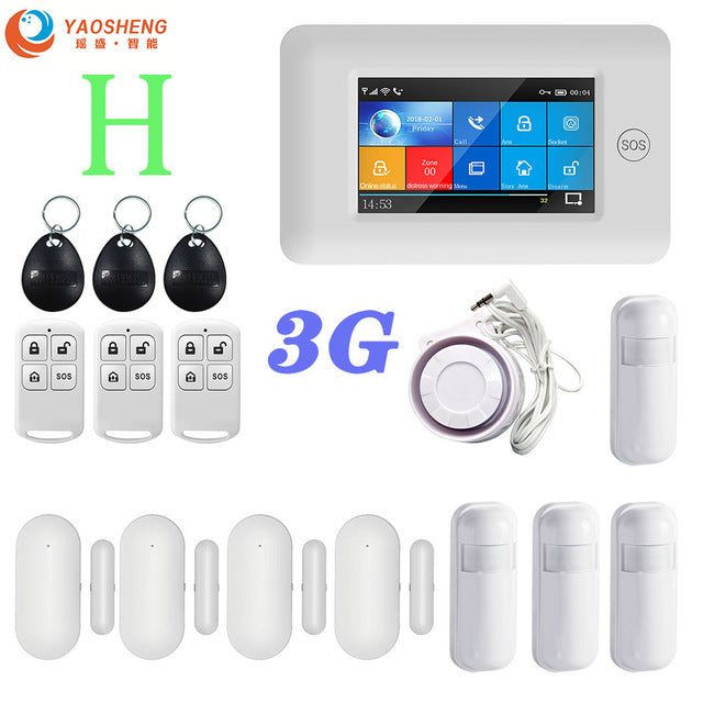 3G Version TFT All Touch Screen WIFI GPRS Wireless APP Remote Control Smart Home Security Alarm Systems For IOS/Android System