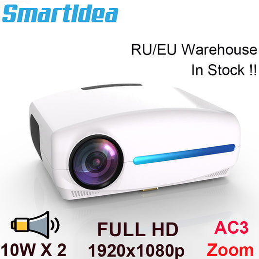 Smartldea 1080P 4K Full HD Projector,Android 9.0 Optional,1920x1080P Resolution 6500lumen,LED Proyector Home Theater,3D Beamer