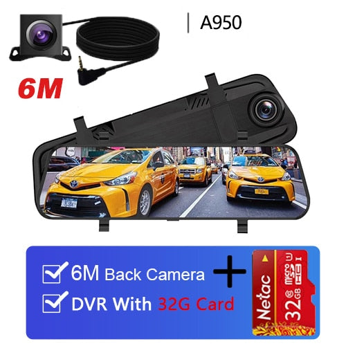 Dual 1080P 4G Android 8.1 10 Inch Stream Media Car Rearview Mirror Bluetooth Camera Car Dvr ADAS Super Night WiFi GPS Dash Cam