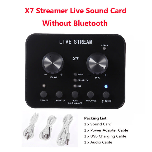 V8 Bluetooth Audio USB Headset Microphone Webcast Live Sound Card 112 kinds of electric sound Broadcast for Phone Computer PC