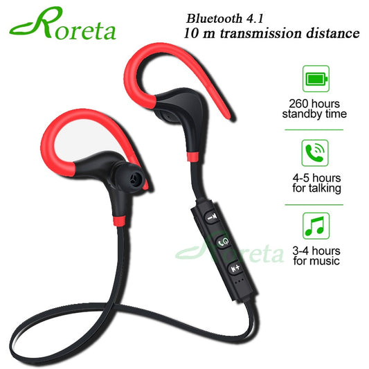 Roreta Bluetooth wireless earphone stereo ear-hook sports noise reduction earphones with microphone headset for iPhone Huawei