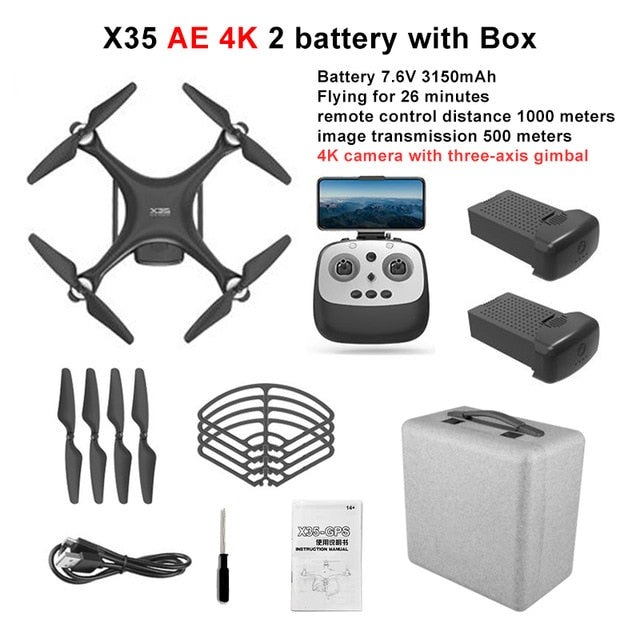 LAUMOX X35 Drone GPS WiFi 4K HD Camera Profissional RC Quadcopter Brushless Motor Drones Gimbal Stabilizer 26 minute flight