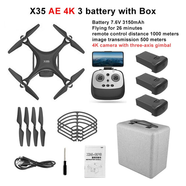 LAUMOX X35 Drone GPS WiFi 4K HD Camera Profissional RC Quadcopter Brushless Motor Drones Gimbal Stabilizer 26 minute flight