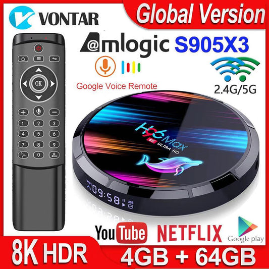 H96 Max X3 Smart TV Box Android 9.0 4GB RAM 32GB/64GB/128GB Amlogic S905X3 TVBox 2.4G/5G WIFI BT4.0 1000M 4K Media player H96Max