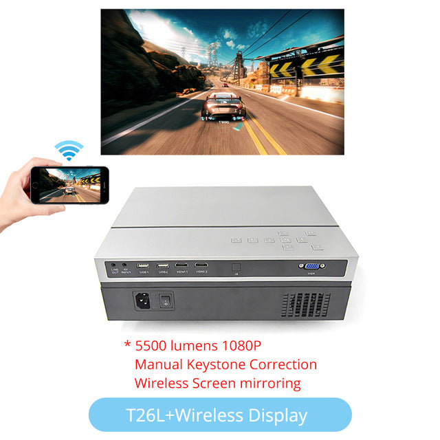 Touyinger T26L T26K 1080p LED full HD Projector Video beamer 5500 Lumen FHD 3D Home cinema HDMI ( Android 9.0 wifi AC3 optional)