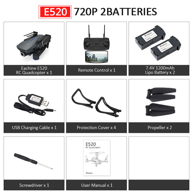 Eachine E520S E520 GPS FOLLOW ME WIFI FPV Quadcopter With 4K/1080P HD Wide Angle Camera Foldable Altitude Hold Durable RC Drone
