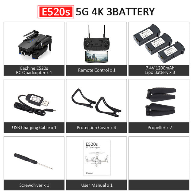 Eachine E520S E520 GPS FOLLOW ME WIFI FPV Quadcopter With 4K/1080P HD Wide Angle Camera Foldable Altitude Hold Durable RC Drone