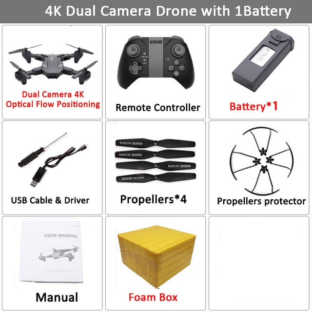 Visuo XS816 RC Drone with 50 Times Zoom WiFi FPV 4K Dual Camera Optical Flow Quadcopter Foldable Selfie Dron VS SG106 M70