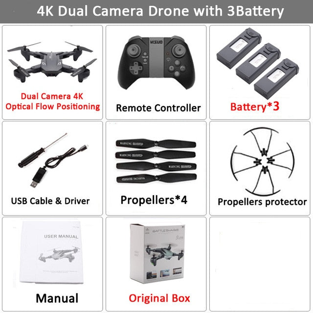 Visuo XS816 RC Drone with 50 Times Zoom WiFi FPV 4K Dual Camera Optical Flow Quadcopter Foldable Selfie Dron VS SG106 M70
