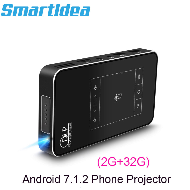 Smartldea T18 (2G+32G) Android 7.1.2 Smart Projector Mini DLP Projector Support AC3 HD 1080P Video Beamer Bluetooth Airplay DLNA