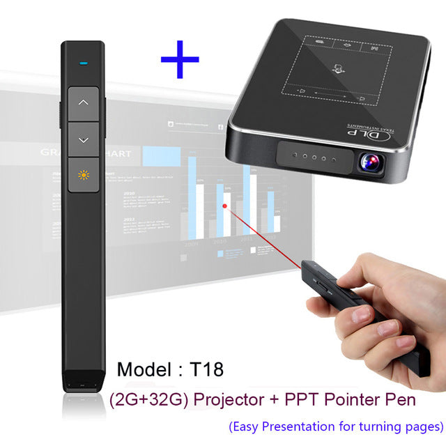 Smartldea T18 (2G+32G) Android 7.1.2 Smart Projector Mini DLP Projector Support AC3 HD 1080P Video Beamer Bluetooth Airplay DLNA