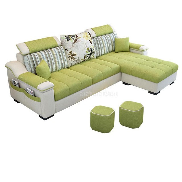 NEW 3 Seat Linen Living Room Sofa Set Home Furniture Modern Design Frame Soft Sponge L Shape Home Furniture