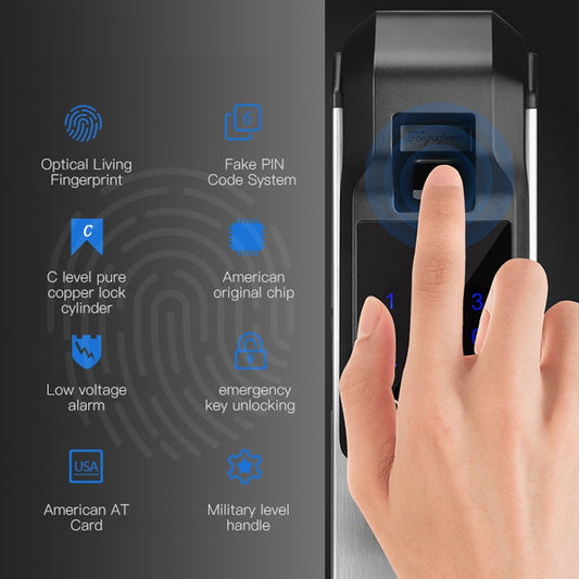 KPIOCCOK Biometric Fingerprint Door Lock Intelligent Electronic Lock Fingerprint Verification With Password & RFID Unlock