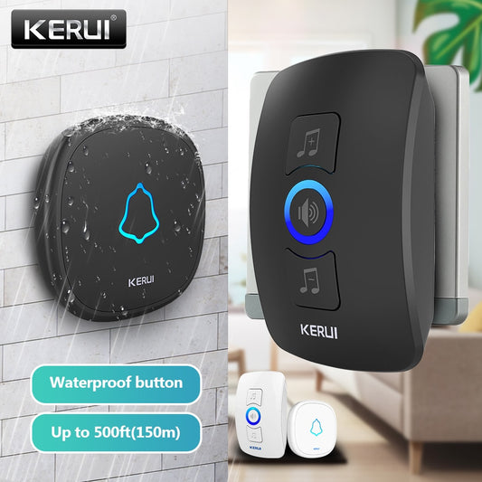 KERUI M525 Home Security Welcome Wireless Doorbell Smart Chimes Doorbell Alarm LED light 32 Songs with Waterproof Touch Button