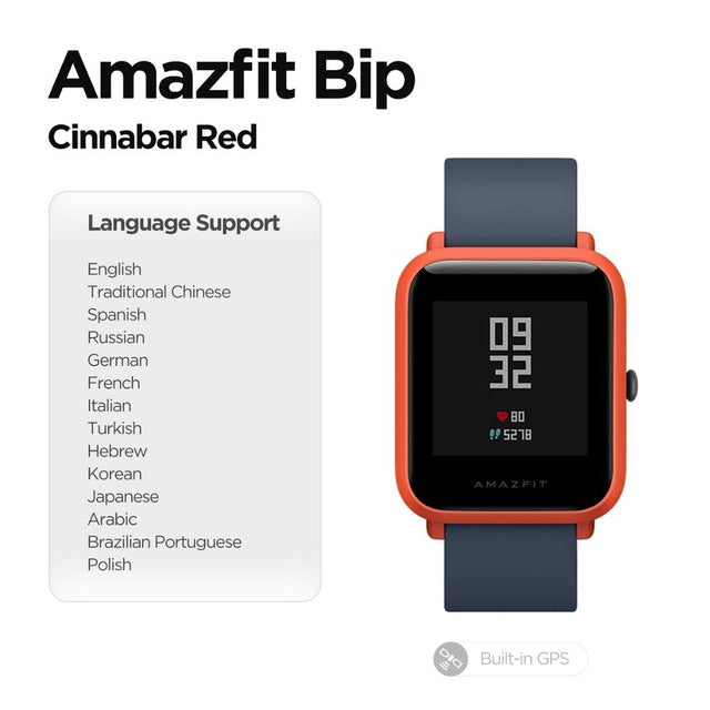 Built in GPS Amazfit Bip Smart Watch Multi Language Smartwatch Watchs Always On Display 45 Days Battery for Android Phone IOS