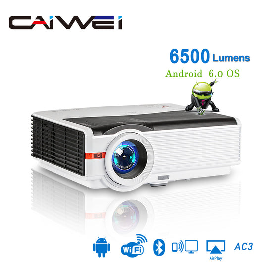 Caiwei A9/A9AB Smart Android 6.0 WiFi LED 1080p Projector Home Cinema 6500 Lumens Full HD Video Mobile Beamer For Smartphone TV