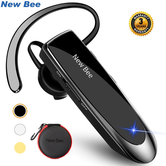 New Bee Original Bluetooth Headset V5.0 Business Earphone Handsfree Headset 24Hrs Talking Driving Headphones with Mic for Phones