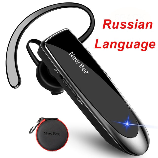 New Bee Original Bluetooth Headset V5.0 Business Earphone Handsfree Headset 24Hrs Talking Driving Headphones with Mic for Phones