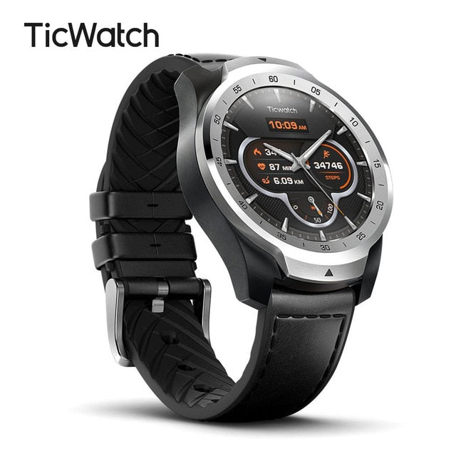 TicWatch Pro Global Version Smart Watch Wear OS by Google for iOS& Android NFC Payment GPS Waterproof IP 68 Bluetooth Smartwatch