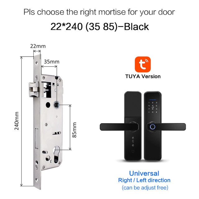 New X5  Waterproof Tuya Biometric Fingerprint Lock, Security Intelligent Smart Lock With WiFi APP Password RFID Door Lock