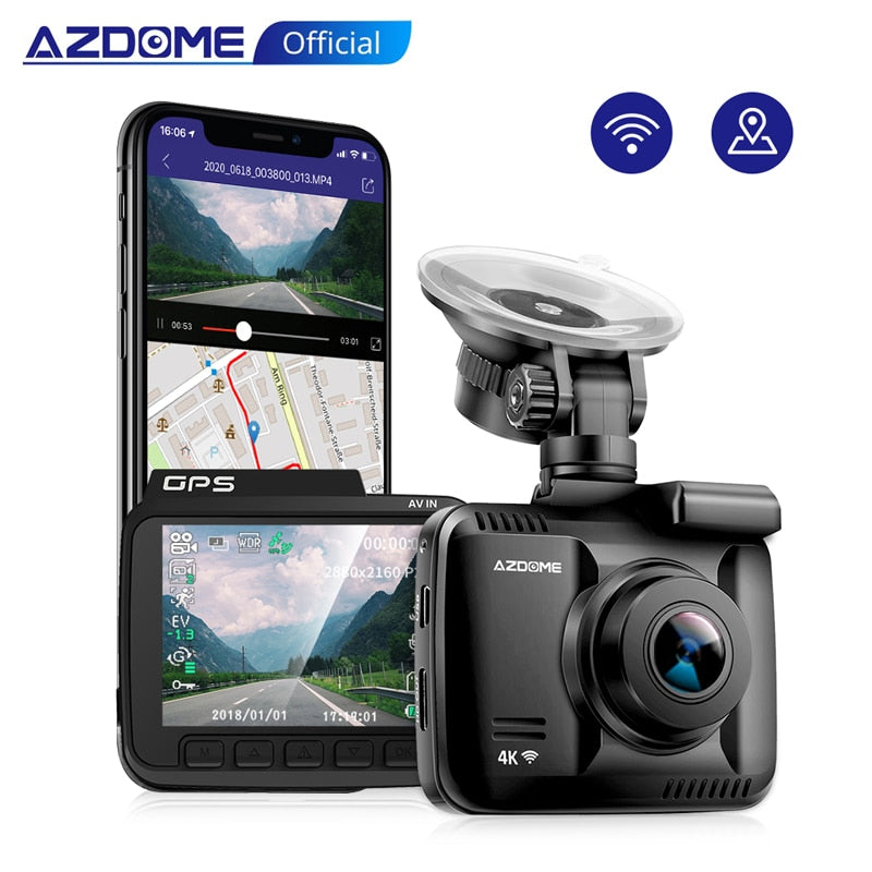 AZDOME Dash Cam GS63H 4K Built in GPS Speed Coordinates WiFi DVR Dual Lens Car Camera Dash Camera Night Vision Dashcam 24H Park