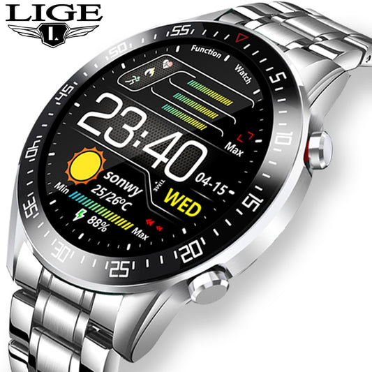 LIGE 2020 fashion Full circle touch screen Mens Smart Watches  IP68 Waterproof Sports Fitness Watch Luxury Smart Watch for men