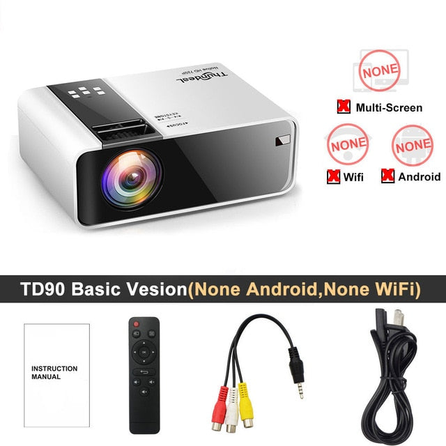 ThundeaL HD Mini Projector TD90 Native 1280 x 720P LED Android WiFi Projector Video Home Cinema 3D HDMI Movie Game Proyector