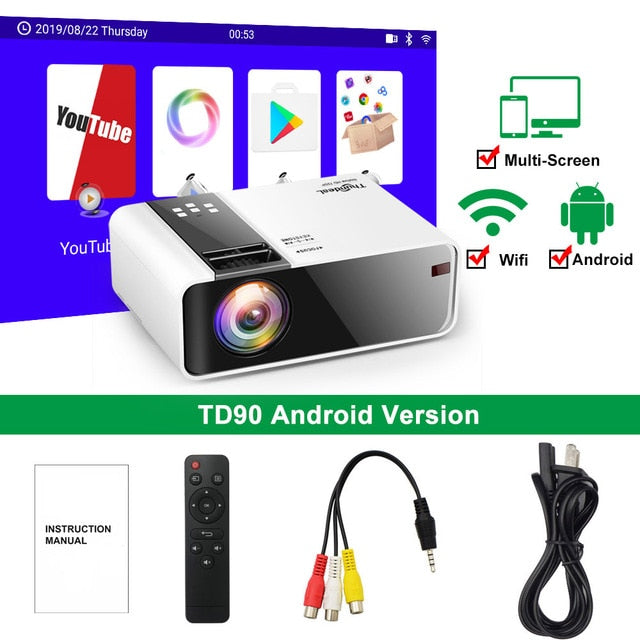 ThundeaL HD Mini Projector TD90 Native 1280 x 720P LED Android WiFi Projector Video Home Cinema 3D HDMI Movie Game Proyector