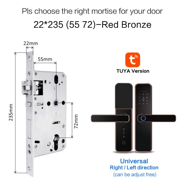 New X5  Waterproof Tuya Biometric Fingerprint Lock, Security Intelligent Smart Lock With WiFi APP Password RFID Door Lock