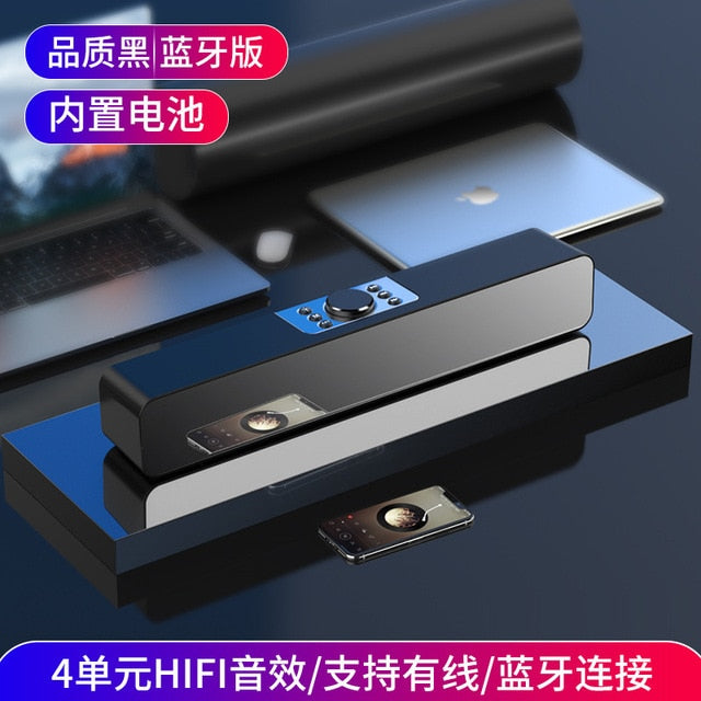 LED TV Sound Bar Alarm Clock AUX USB Wired Wireless Bluetooth Speaker Home Theater Surround SoundBar for PC TV Computer Speaker