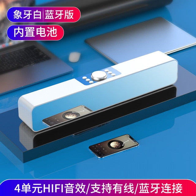 LED TV Sound Bar Alarm Clock AUX USB Wired Wireless Bluetooth Speaker Home Theater Surround SoundBar for PC TV Computer Speaker