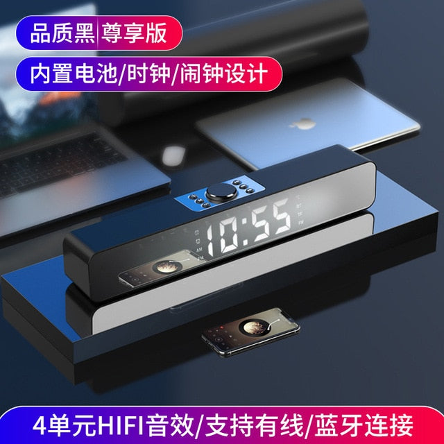 LED TV Sound Bar Alarm Clock AUX USB Wired Wireless Bluetooth Speaker Home Theater Surround SoundBar for PC TV Computer Speaker