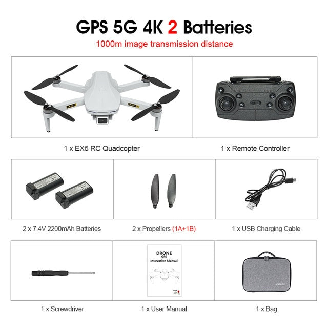 Eachine EX5 Drone 229g RC Quadcopter 4K GPS HD Mini Camera Profesional With 5G WIFI 1000 METERS Distance FPV Drone Protable Dron