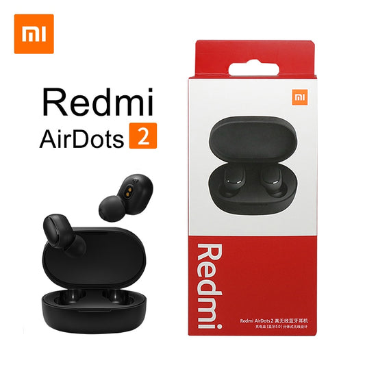 Original Xiaomi Redmi Airdots 2 TWS Earphone True Wireless Bluetooth 5.0 Stereo Bass With Mic Handsfree Earbuds AI Control