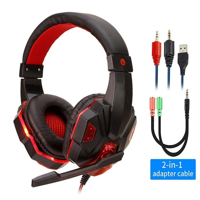 Professional Led Light Gamer Headset for Computer PS4 PS5 Fifa 21 Gaming Headphones Bass Stereo PC Wired Headset With Mic Gifts